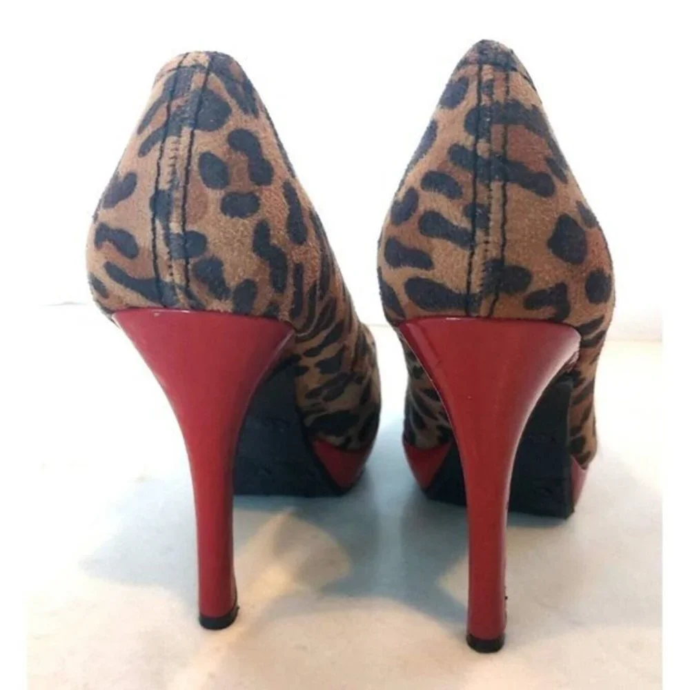 Savage Platform PUMPS Leopard‎ Print RED Stilletto High HEELS Candies Size 6.5